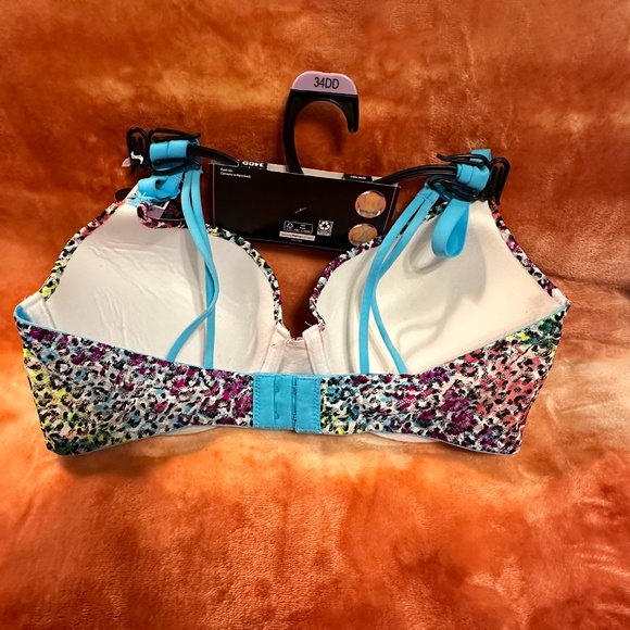 No Boundaries Rainbow Padded Leopard Bra Size 34 DD NWT - Picture 2 of 7
